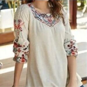 SOFT SURROUNDINGS Boho Floral Embroidered Top